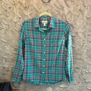 J. Crew Kids Green Plaid Button Down Shirt Christmasy Sz 8 New Without Tags